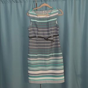Shelby and Palmer Gray and aqua striped dress